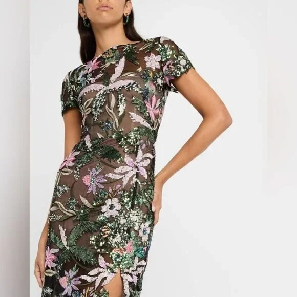 NWOT Bronx And Banco Zinna Side-Slit Floral Sequin Gown, XS,S &M available - Picture 10 of 14